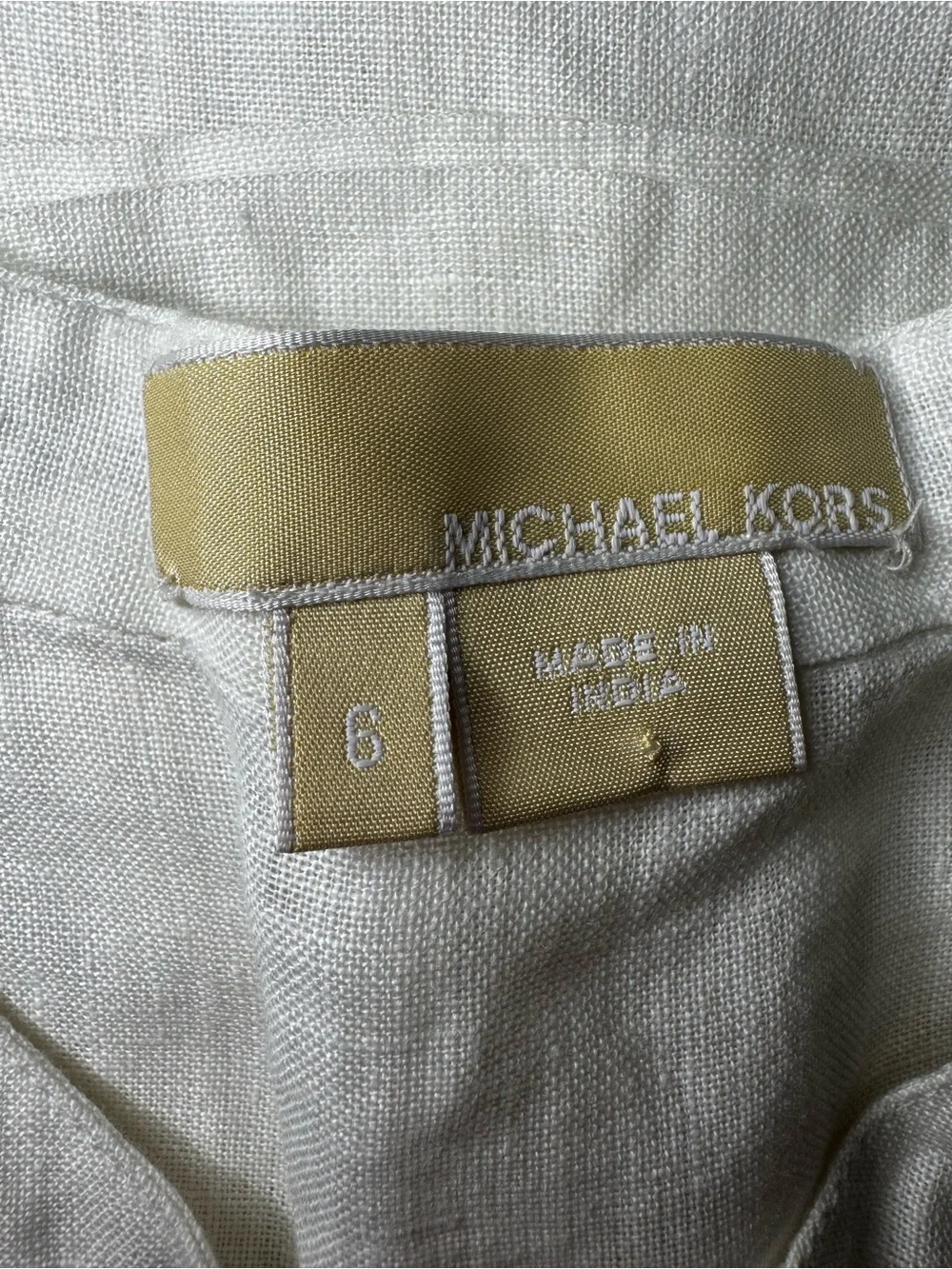 Michael Kors Linen Beaded White Dress Size 6